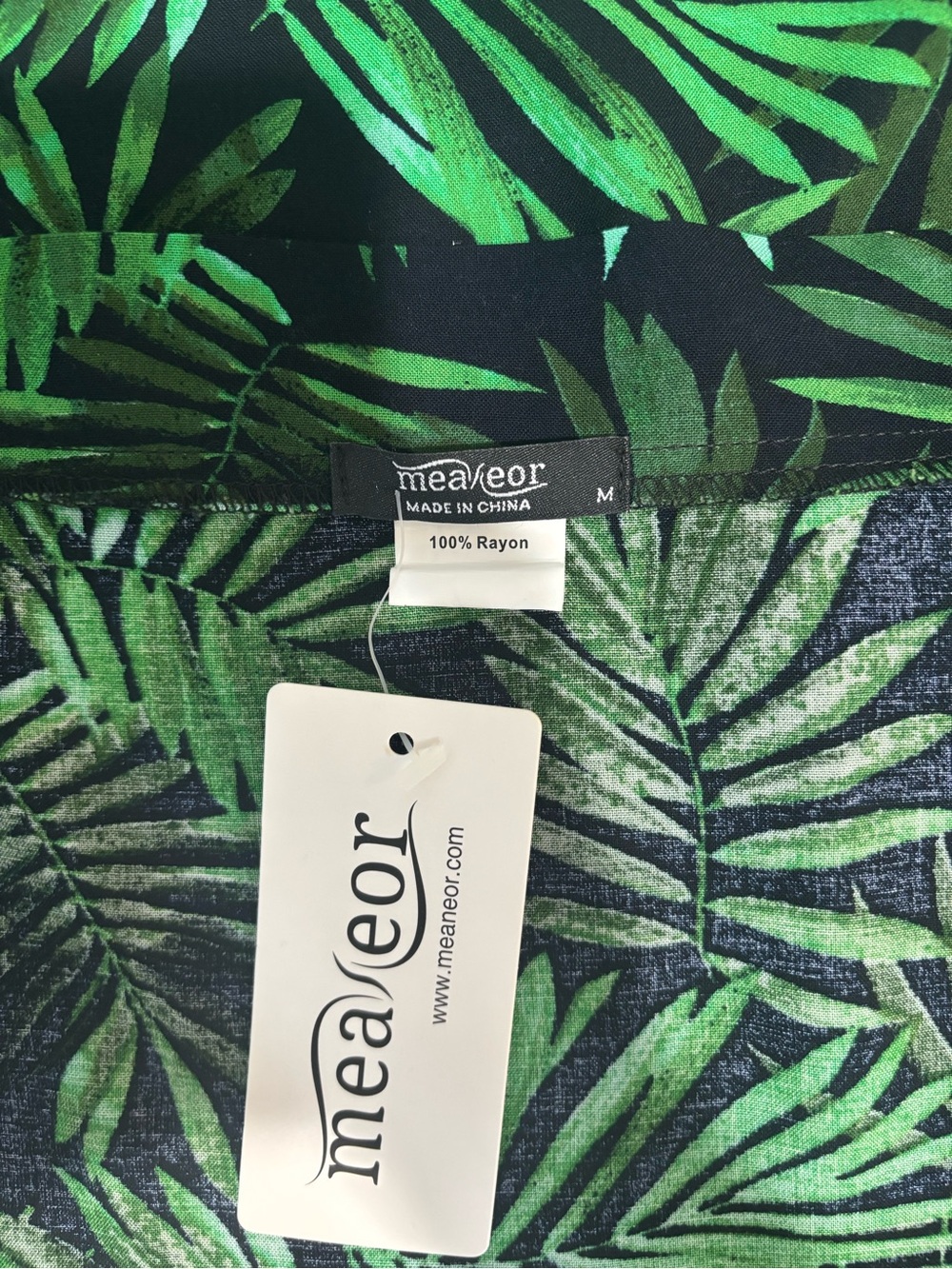 Green Palm-Print High-Low Skirt - Picture 6 of 6